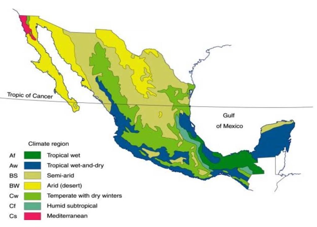 墨西哥的7个气候区域(来源:Geo-Mexico)