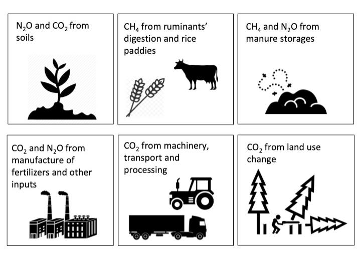 图9 -农业活动是不同温室气体的常见来源。来源:carboncloud。